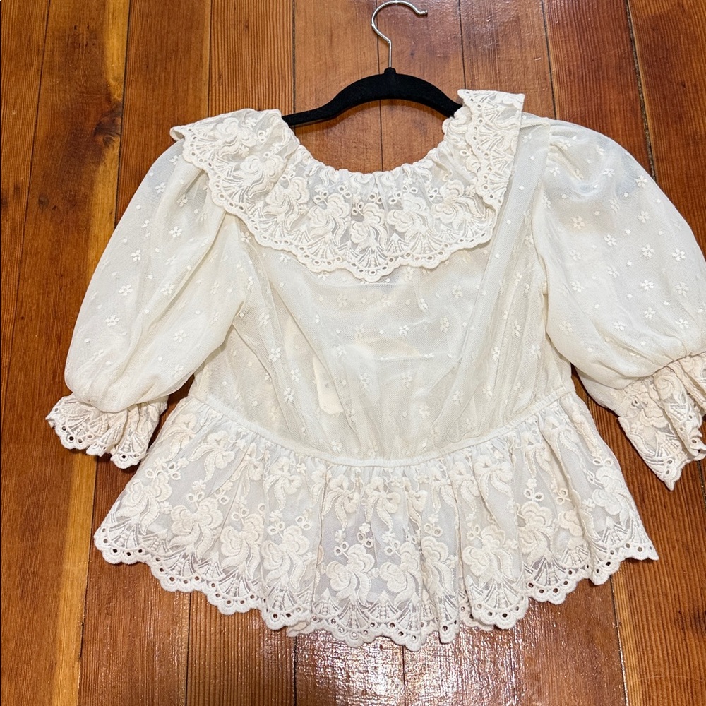 Altar'd State Cream Lace Ruffle Top - Picture 5 of 5